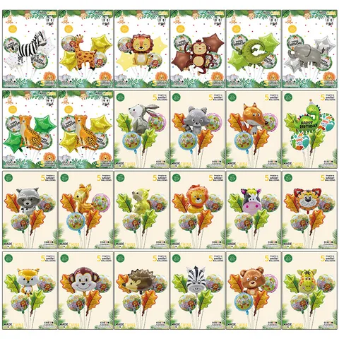 Globos de Papel de Aluminio con Temática de Animales de la Jungla de Safari para Decoración de Fiesta de Cumpleaños Infantil Colección de Globos