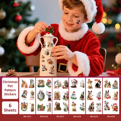 Weihnachten Realistische Haustier Temporäre Tattoos Aufkleber Für Kinder Wasserdichte Hund Katze Aufkleber Für Wasserflasche