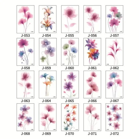 Watercolor Floral Temporary Tattoo Stickers Waterproof Sweatproof Flower Butterfly Body Art For Wrist Ankle Collarbone Women Girls