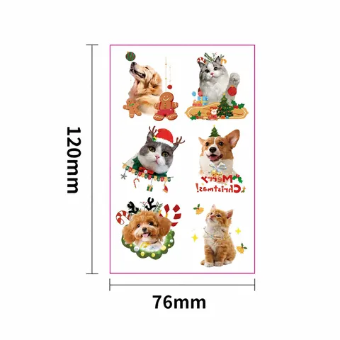 Weihnachten Realistische Haustier Temporäre Tattoos Aufkleber Für Kinder Wasserdichte Hund Katze Aufkleber Für Wasserflasche