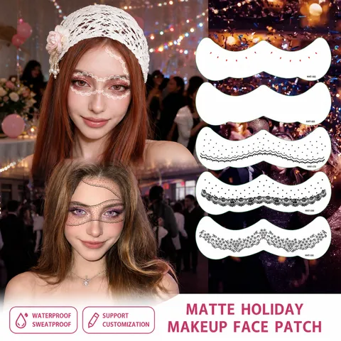 Adesivo per Tatuaggi Viso in Pizzo Opaco Sexy Adesivo per Trucco Occhi Temporaneo Impermeabile Design Maschera Gotica per Festa