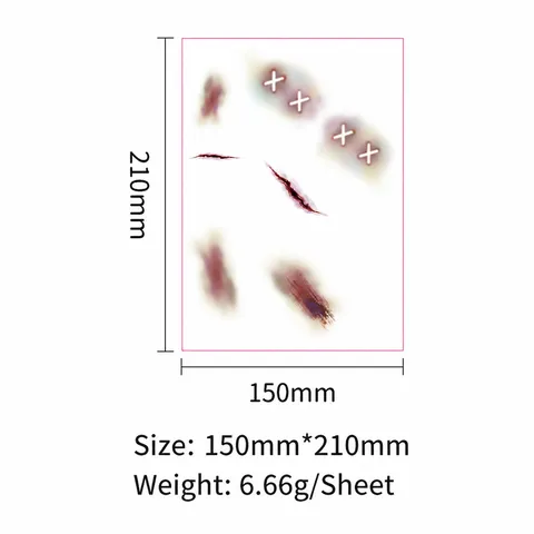 Halloween Realistic Scar Tattoo Stickers Waterproof Matte Horror Wound Stitches Bloody Makeup Face Body Stickers For Cosplay Party