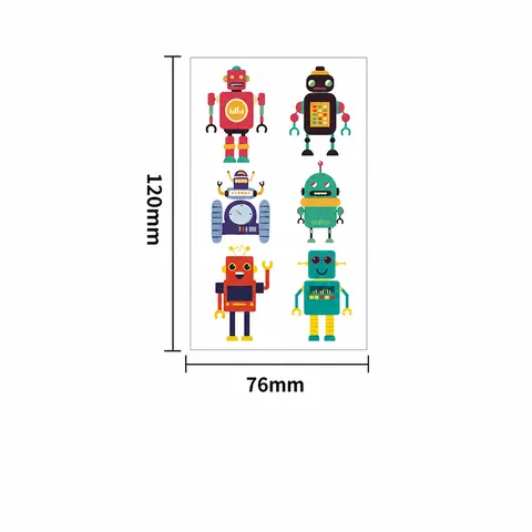 Kids Cartoon Robot Temporary Tattoos Waterproof Robot Stickers For Birthday Party Favors School Rewards For Boys Girls
