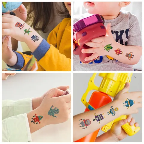 Kids Cartoon Robot Temporary Tattoo Stickers Waterproof Body Art Transfer Stickers Children Party Favors DIY Decals