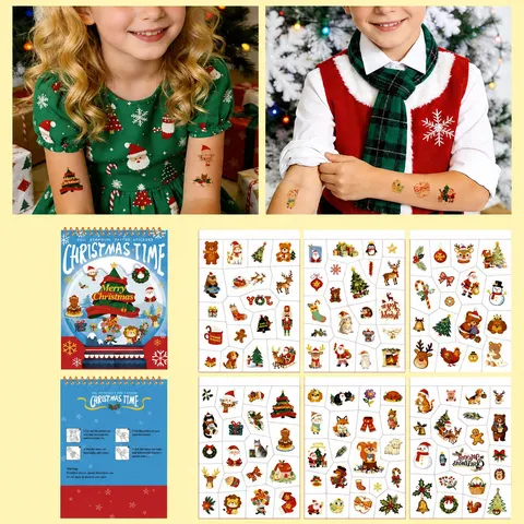 Children's Gold Foil Temporary Tattoo Stickers Set Cartoon Princess Fairy Tale Christmas Independence Day Tattoo Sticker Book For Kids Reward