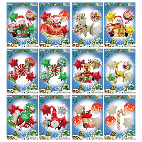 Christmas Aluminum Foil Balloon Set Cartoon Santa Claus Reindeer Snowman Foil Balloons For Christmas Party Decoration Supplies