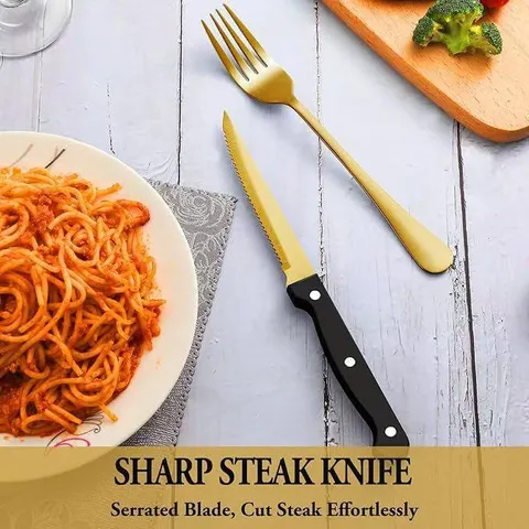 Juego de Cubiertos de Acero Inoxidable con Cuchillo Tenedor y Cuchara Pulido Brillante Vajilla de Cocina