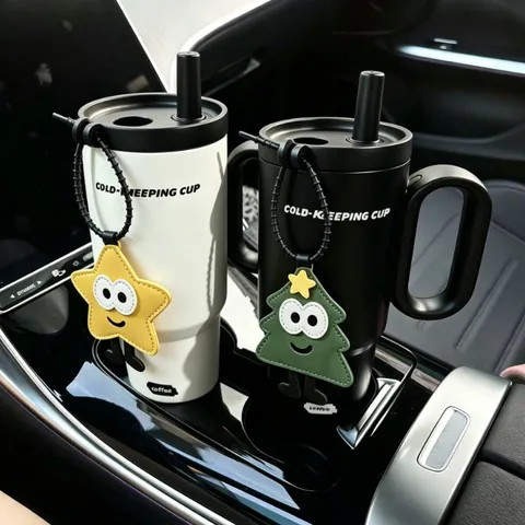 Edelstahl Große Kapazität Tumbler Mit Griff Und Strohhalm Tragbare Isolierte Reise Wassertasse Auto Becher