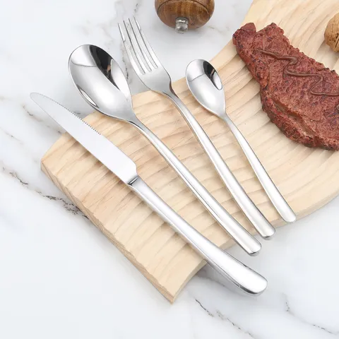 Roestvrij Staal Bestek Set Gepolijst Spiegel Diner Mes Vork Lepel Theelepel Modern Minimalistisch Keuken Servies
