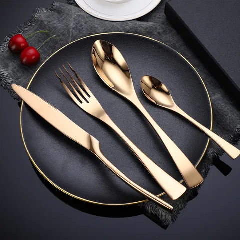 Stainless Steel Cutlery Set Luxury Flatware Set Mirror Polished Dinner Knife Fork Spoon Kitchen Tableware Gift Box