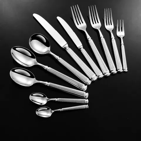 304 Edelstahl Westliches Besteck Römischer Säulengriff Messer Gabel Löffel Luxus Tafelservice Hotel Steak Bestekset