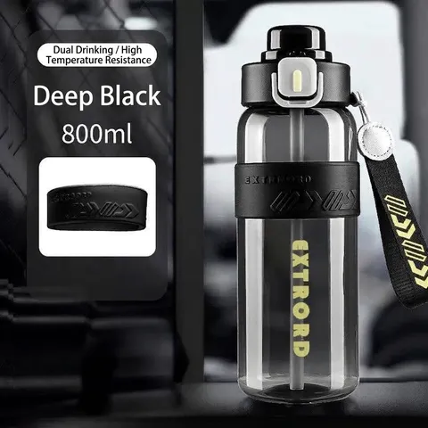 800ml Sports Water Bottle With Straw Portable Heat Resistant PC Outdoor Gym Fitness Travel Leakproof Bottle For Men Women