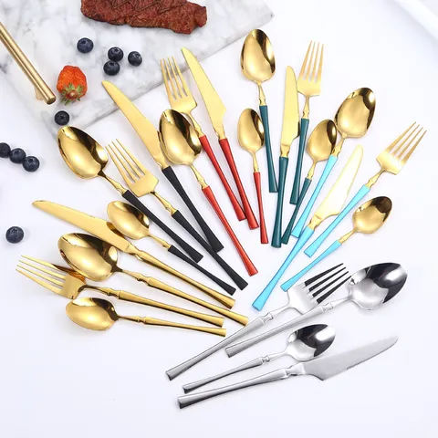 Stainless Steel Cutlery Flatware Tableware With Dinner Knife Fork Spoon Ergonomic Handle Luxury Design