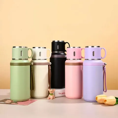 Botella de Agua Aislada al Vacío de Acero Inoxidable 316 Gran Capacidad Tetera Termo Portátil Con Infusor de Té Asa