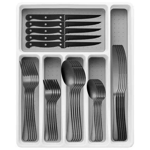 Stainless Steel Flatware Collection Storage Organizer Modern Kitchen Dinnerware Knife Fork And Spoon Assortment