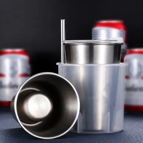 Boccale di Birra in Acciaio Inossidabile 304 Campeggio all'Aperto Tumbler Portatile Isolato Sottovuoto Tazza in Metallo
