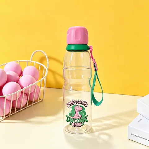 Sommer Student Sport Plastik Wasserflasche Große Kapazität Tragbar Reise Trinkgeschirr Mit Lanyard Süß Cartoon Design Becher