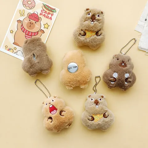 Quirky Plush Hamster Keychain Pendant Cute Screaming Cheese Eating Hamster Brooch Soft Stuffed Animal Bag Charm For Women Kids