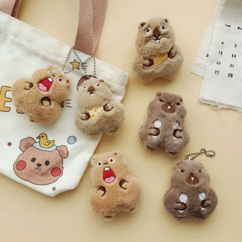 Quirky Plush Hamster Keychain Pendant Cute Screaming Cheese Eating Hamster Brooch Soft Stuffed Animal Bag Charm For Women Kids