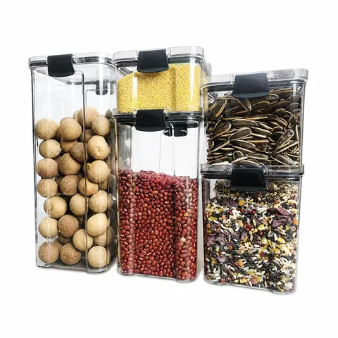 Transparant Kunststof Geseald Voedsel Opslag Container Keuken Snack Pot Luchtdicht Glas Met Deksel