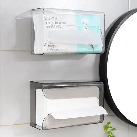Transparante Wandmontage Tissuebox Ponsvrij Gezichtstissue Houder Modern Minimalistisch Badkamer Keuken Tissue Dispenser