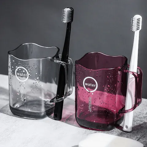 Transparent PET Plastic Mouthwash Cup Modern Minimalist Bathroom Toothbrush Cup Solid Color Water Cup