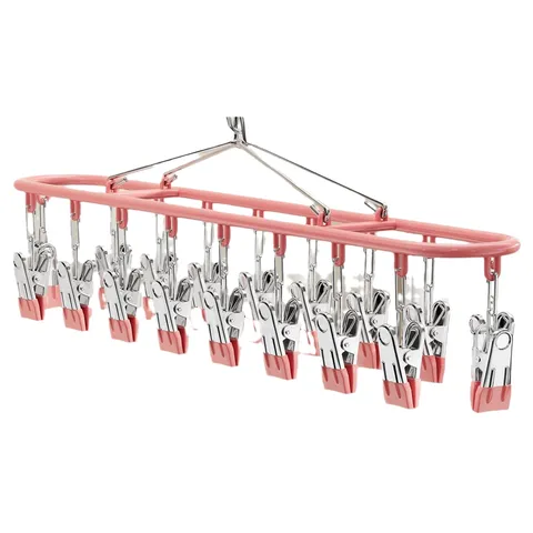 Stainless Steel Sock Drying Rack Multi Clip Windproof Laundry Hanger For Underwear Socks Household Storage Organizer