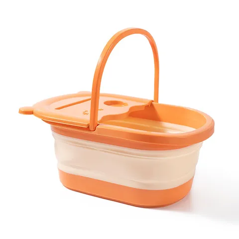 Bacinella per Pediluvio Pieghevole Portatile in Plastica con Coperchio Design Gatto Carino Secchio per Massaggio Piedi per Casa Bagno