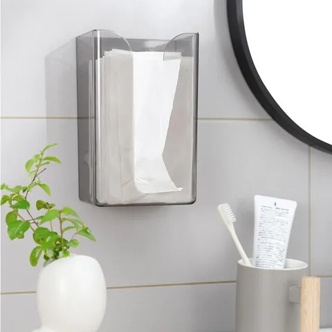 Transparante Wandmontage Tissuebox Ponsvrij Gezichtstissue Houder Modern Minimalistisch Badkamer Keuken Tissue Dispenser