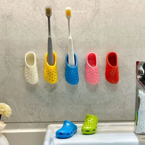 Mini Clog Schoen Vormige Tandenborstelhouder Ponsvrij Wandmontage Tandenborstelstandaard Schattige Badkamer Opslag Organizer
