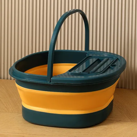 Opvouwbaar Voetenbad Draagbare Plastic Voetenbadkuip Met Massagepunten En Deksel Ruimtebesparend Thuis Voetmassage Emmer