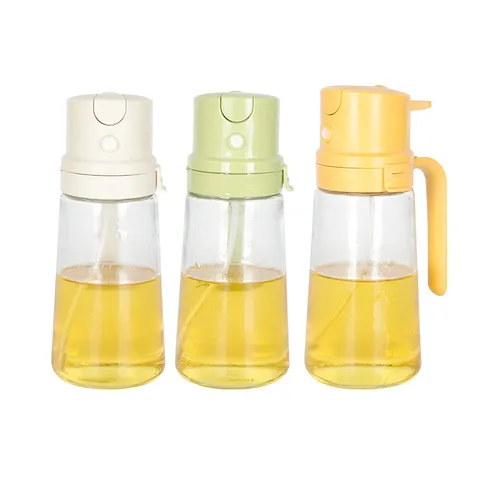Handheld Glass Oil Sprayer Bottle Kitchen Press Type Atomized Oil Dispenser Clear Glass Cookware Cooking Tool