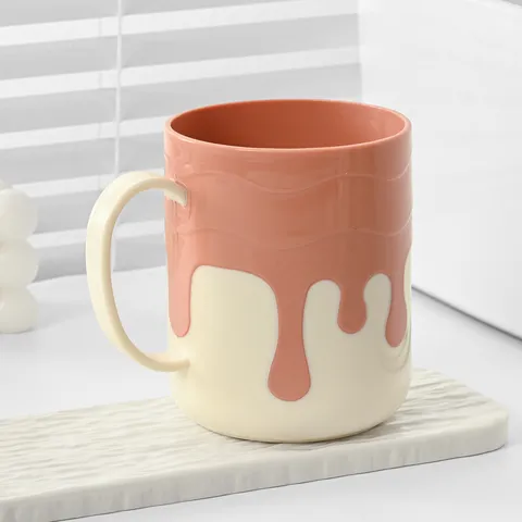 Modern Minimalistisch Plastic Mondwaterbeker Creatief Tweekleurig Tandenborstelbeker Huishouden Badkamer Waterbeker Beker