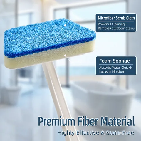 Household Long Handle Cleaning Brush Removable Trapezoidal Bathtub Tile Wall Glass Door Cleaning Tool