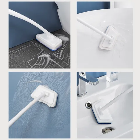 Household Long Handle Cleaning Brush Removable Trapezoidal Bathtub Tile Wall Glass Door Cleaning Tool