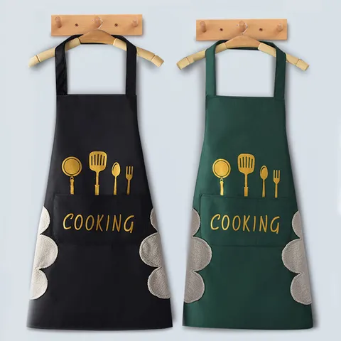 Waterdichte Keukenschort Voor Vrouwen Mannen Koken Bakken Met Zakken En Handdoeken Oliebestendige Verstelbare Borstschort