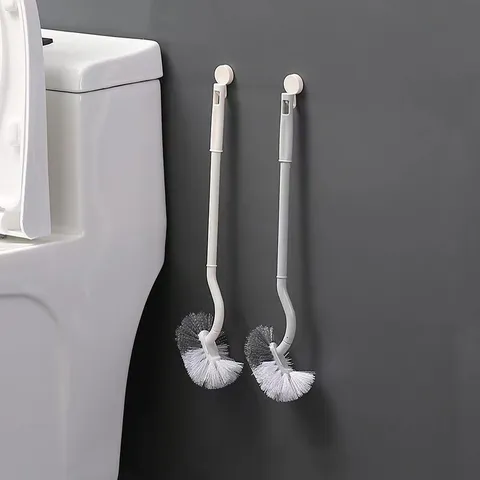 Japanese Style Long Handle Plastic Toilet Brush Flexible Cleaning Brush Wall Mounted Toilet Cleaner Bathroom Tool