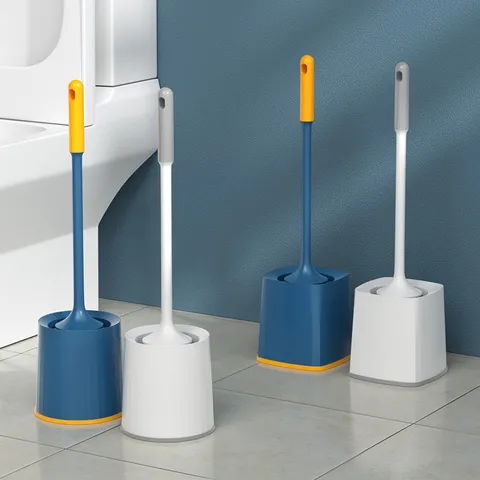 Plastic Toilet Brush Set Wall Mounted Toilet Bowl Brush with Holder Long Handle Bathroom Cleaning Tool for Home