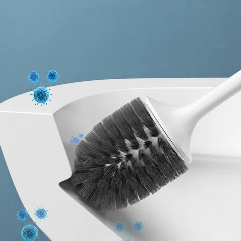 Plastic Toilet Brush Set Wall Mounted Toilet Bowl Brush with Holder Long Handle Bathroom Cleaning Tool for Home