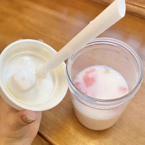 Ins Stil Transparenter Kunststoff Milchtee Becher Mit Strohhalm Und Deckel Tragbare Wasserflasche Mit Großer Kapazität Für Outdoor Home Office Reise Damen Herren