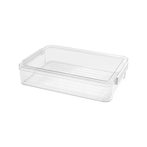 Scatola per Documenti A4 in Plastica Trasparente Organizer per Cancelleria da Scrivania Portadocumenti Impilabile Con Chiusura Antipolvere