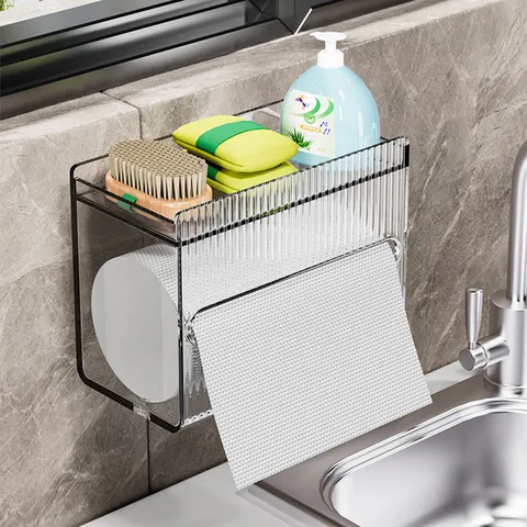Moderne Leichte Luxus Acryl Taschentuchbox Wasserdicht Wandmontiert Spender Mit Ablagefläche Für Badezimmer Wohnzimmer Küche