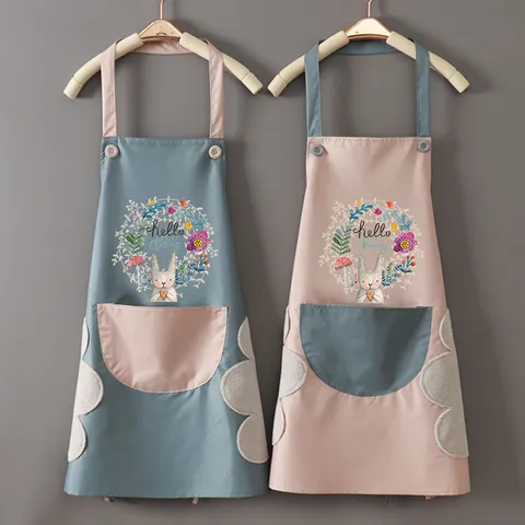 Waterdichte Keukenschort Met Koraalvleece Handdoek Cartoon Guirlande Konijn Kookschort Voor Vrouwen Mannen Thuis Keuken