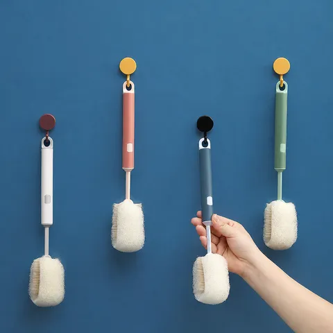Long Handle Sponge Cup Brush Bottle Cleaner Detachable Replacement Head Kitchen Cleaning Tool Household Washing Brush