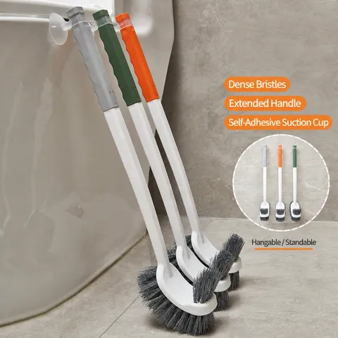 Brosse WC en Plastique Avec Support Sans Poinçon Mural S Forme Long Manche Nettoyant de Cuvette Outil de Nettoyage de Salle de Bain
