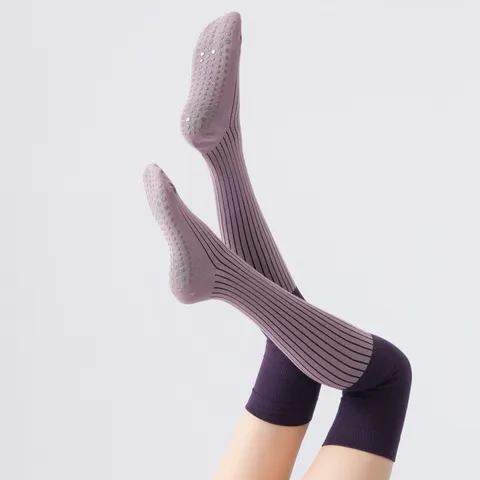 Dames Over-de-Knie Yoga Sokken Colorblock Katoen Antislip Pilates Compressie Lange Beenwarmers Sport