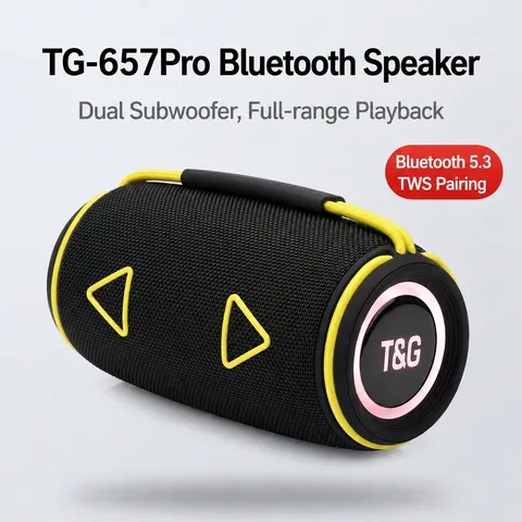 Haut-Parleur Bluetooth Sans Fil Portable Subwoofer Cylindrique d'Extérieur Avec Lumières RGB Et Poignée