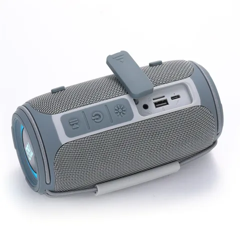 Tragbarer Bluetooth Lautsprecher Kabellos Outdoor Zylindrischer Subwoofer Mit RGB Beleuchtung Freisprech ABS Stoff Design