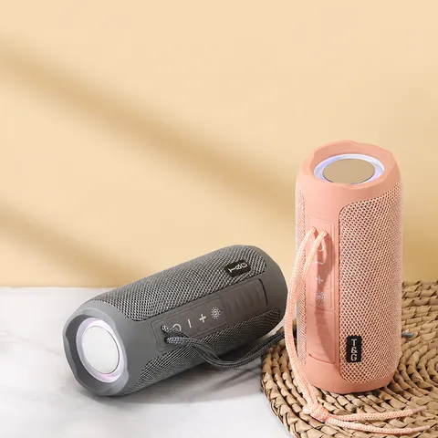 Kabelloser Bluetooth Lautsprecher Tragbar Wasserdicht Outdoor Mini Subwoofer Buntes Licht TWS Stoff Stereo Musikbox