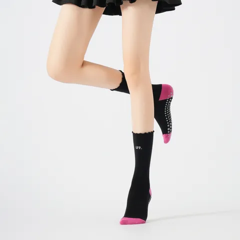 Dames Katoenmix Contrastkleur Sla-rand Yoga Sokken Antislip Pilates Fitness Sportieve Sokken Vochtregulerend